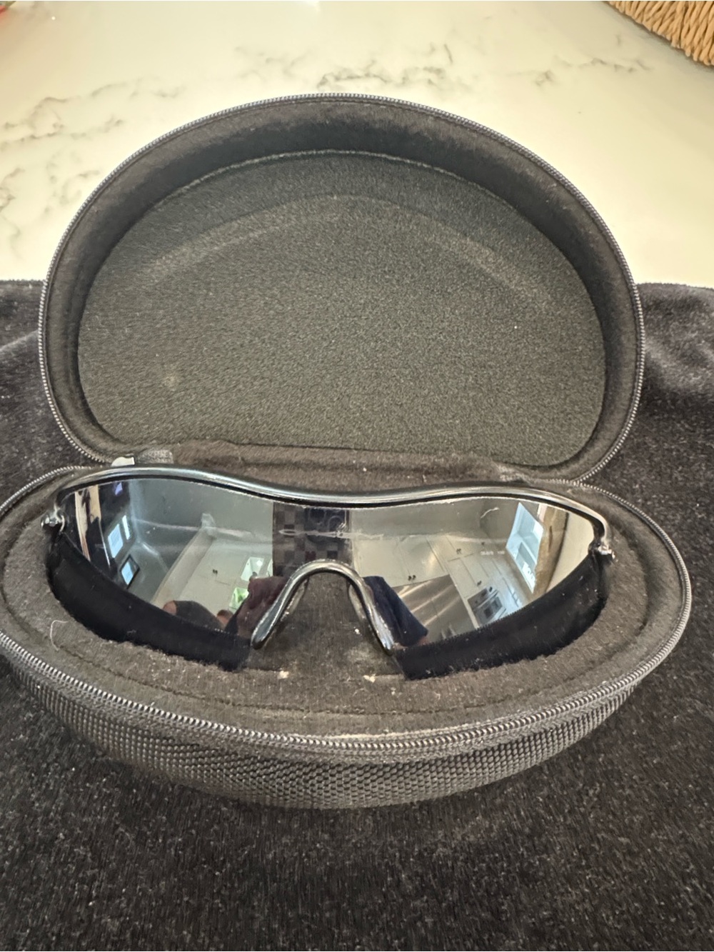 Oakley Black Sunglasses Case with Silver Oval Logo